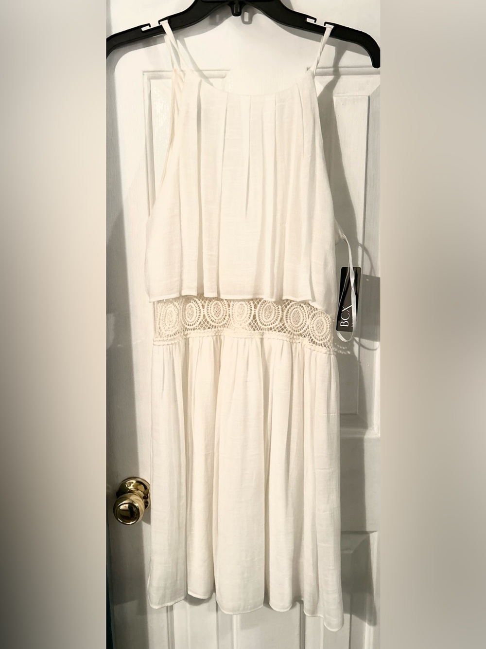 BCX Cream Dress with Crochet Waistband